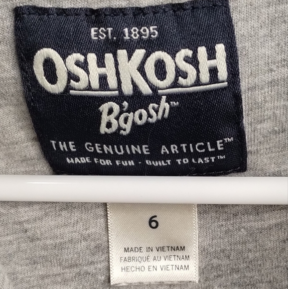 Kids OshKosh Grey / Camo Sleeve Jacket With Hood Size 6 - Picture 4 of 4